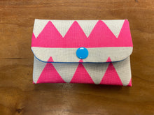 Load image into Gallery viewer, Card wallet - Neon pink triangles stripe (Horizontal pattern)