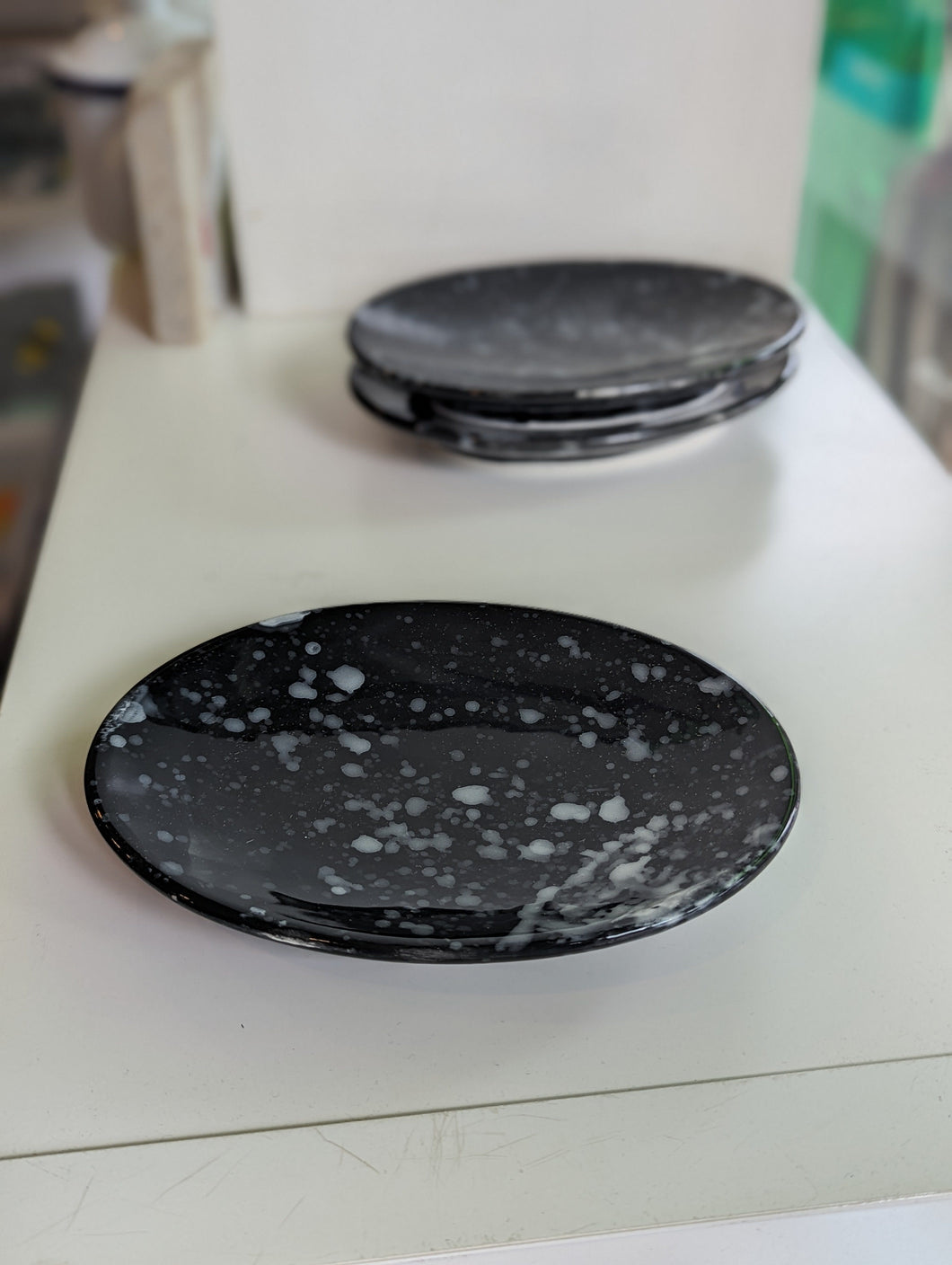 Mini Earthenware Black Splatter Dishes