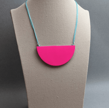 Load image into Gallery viewer, Large semi circle Necklace - Hot Pink &amp; Navy
