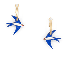 Load image into Gallery viewer, Navy Blue Swallow Hoop Earrings