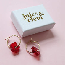 Load image into Gallery viewer, Flower Hoops. - Red