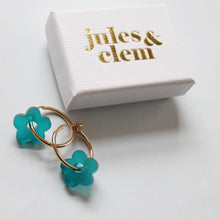 Load image into Gallery viewer, Flower Hoops - Turquoise