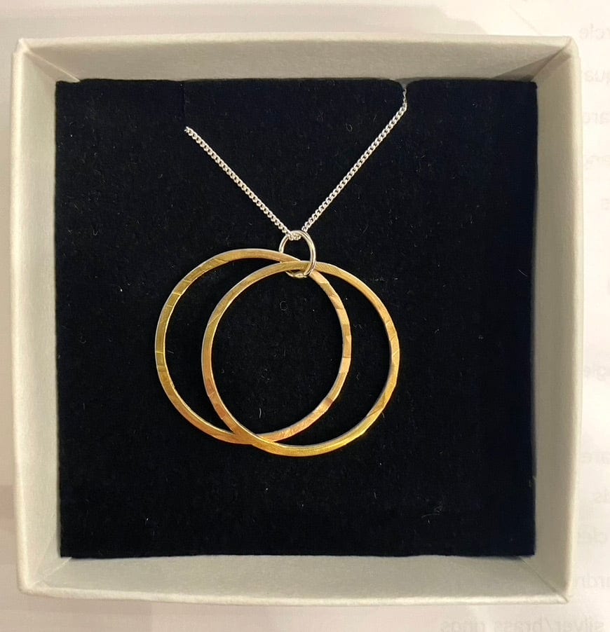 Two Brass circle necklace