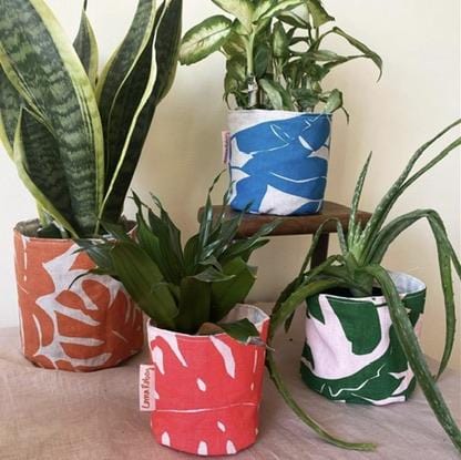 linen plant pot cover Screen Printed Linen Pot Cover