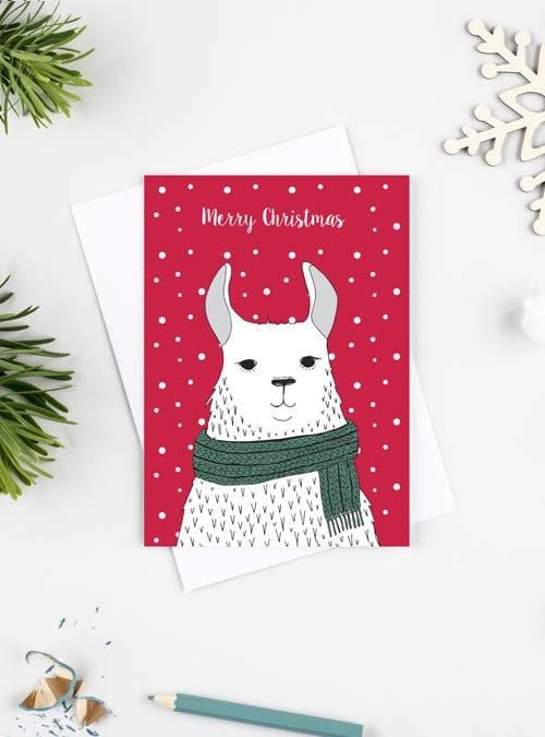 Merry Christmas Llama Card