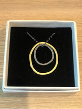 Load image into Gallery viewer, Large Oxidised Circle & Brass Circle Necklace
