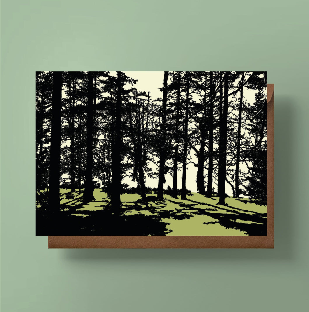 Green Trees Greetings Card