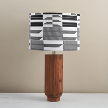 Load image into Gallery viewer, African Wax Print Lampshade - Block black & white kente