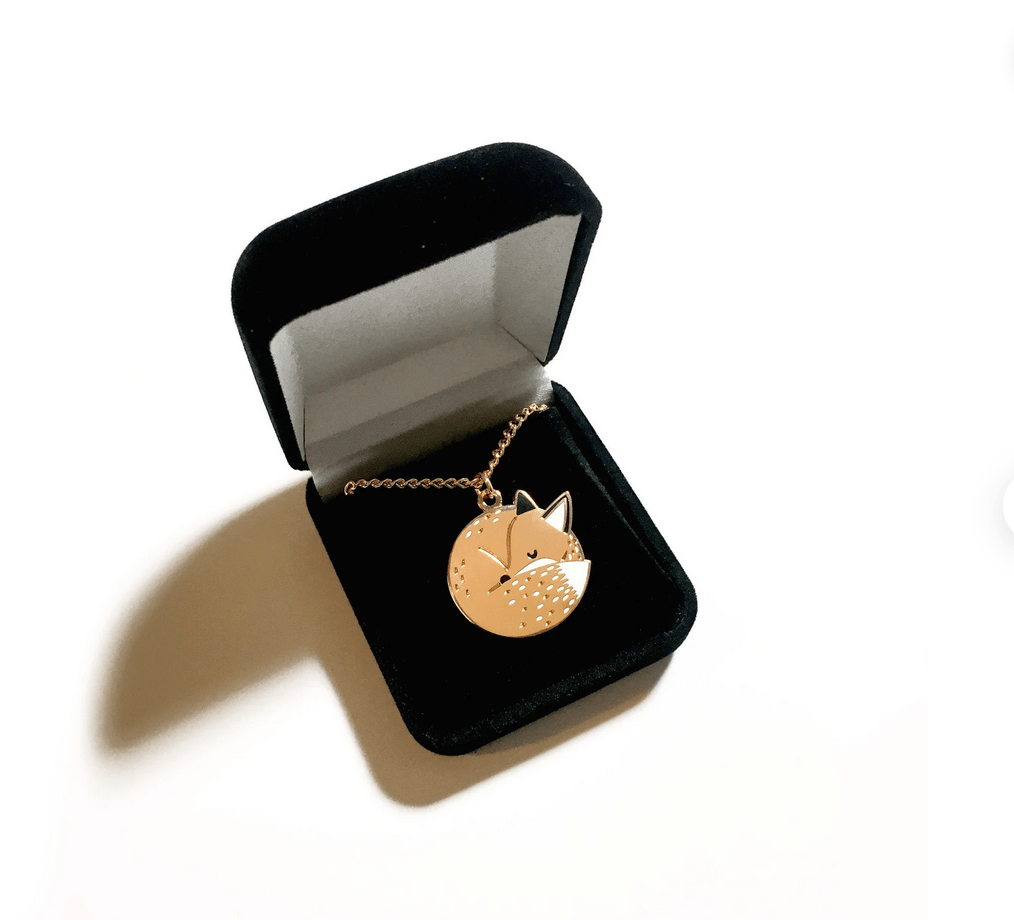 Sleeping Fox Necklace With Velvet Gift Box