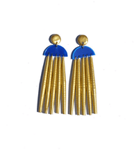 Load image into Gallery viewer, Waterfall Earring Gold &amp; Blue
