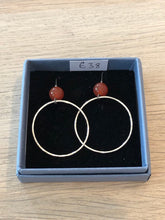 Load image into Gallery viewer, Silver Hoop Earrings with Carnelian Beads
