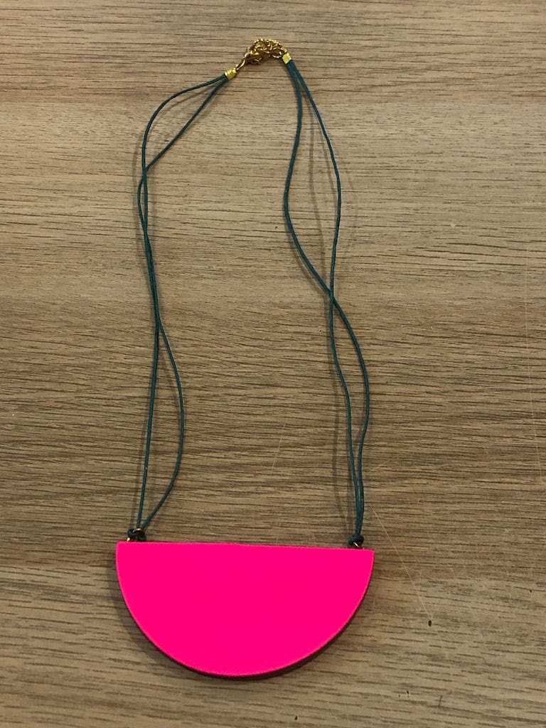 Large semi circle Necklace - Hot Pink & Navy