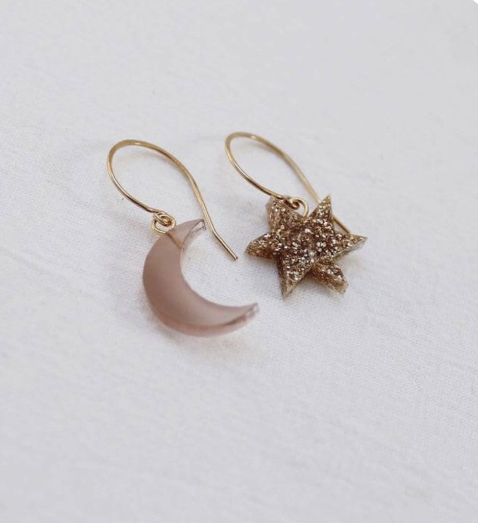 Mix & Match Moon and Star Earrings - Nude