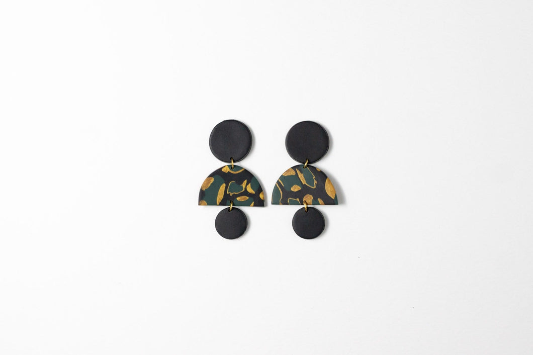 ELLA: Green Black & Gold earrings