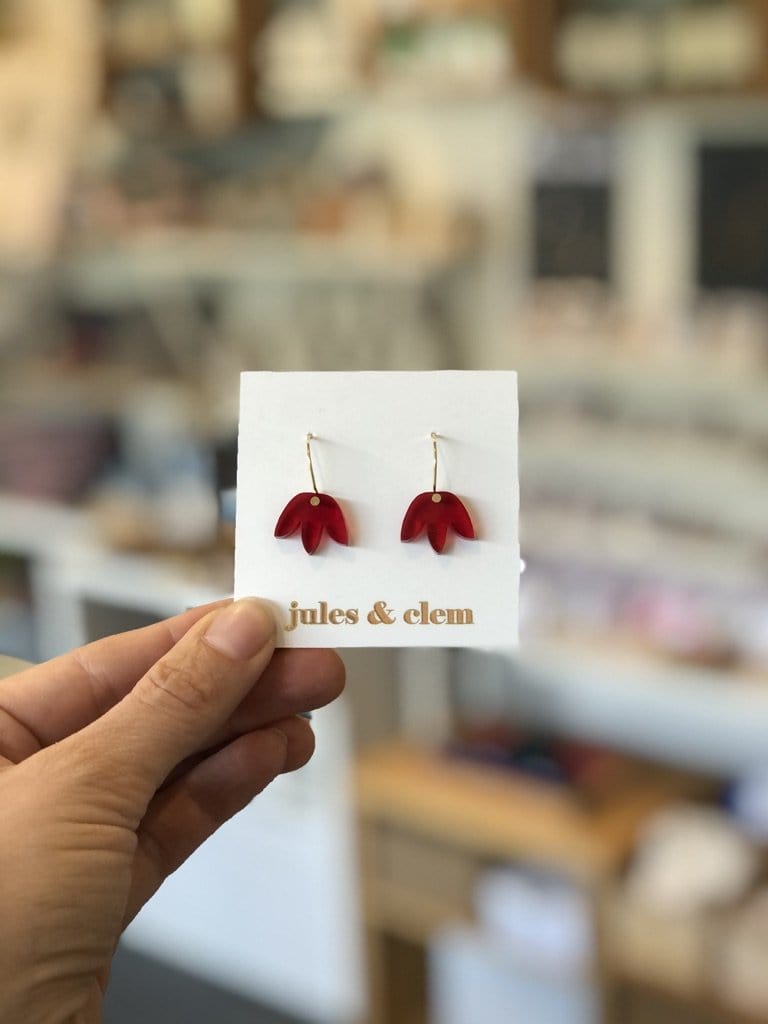 Mini Matisse drop Earrings - Red