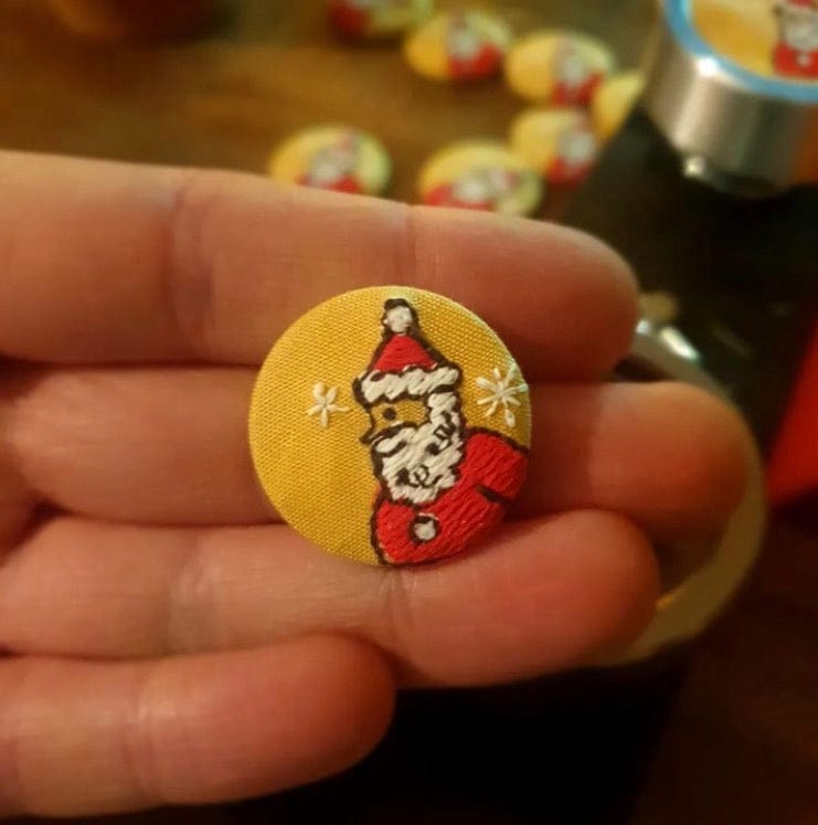 Santa embroidered pin badge