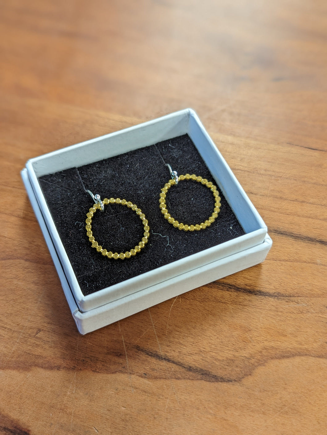 Beaded Brass Hoops
