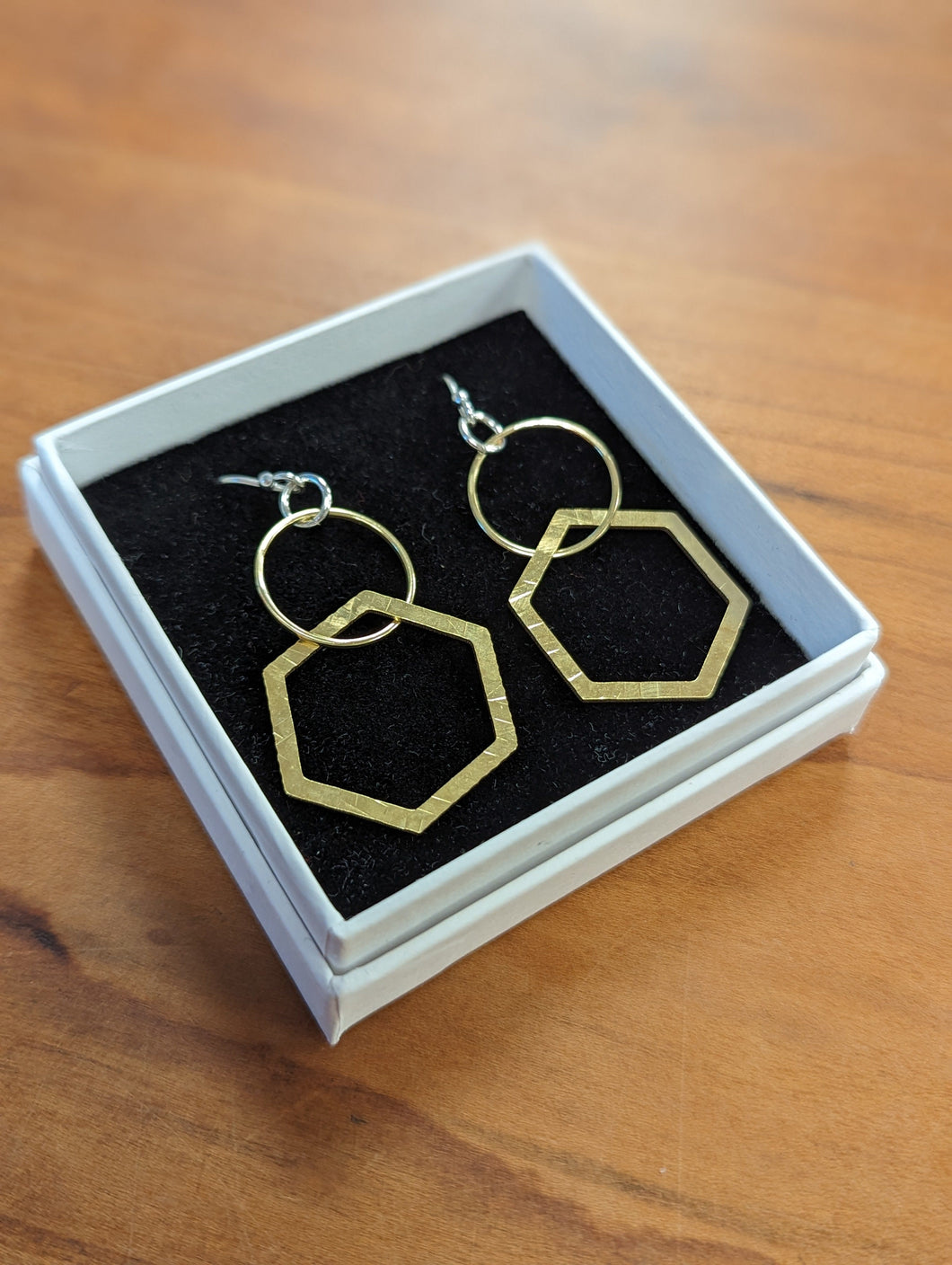 Hexagon Circle Earrings