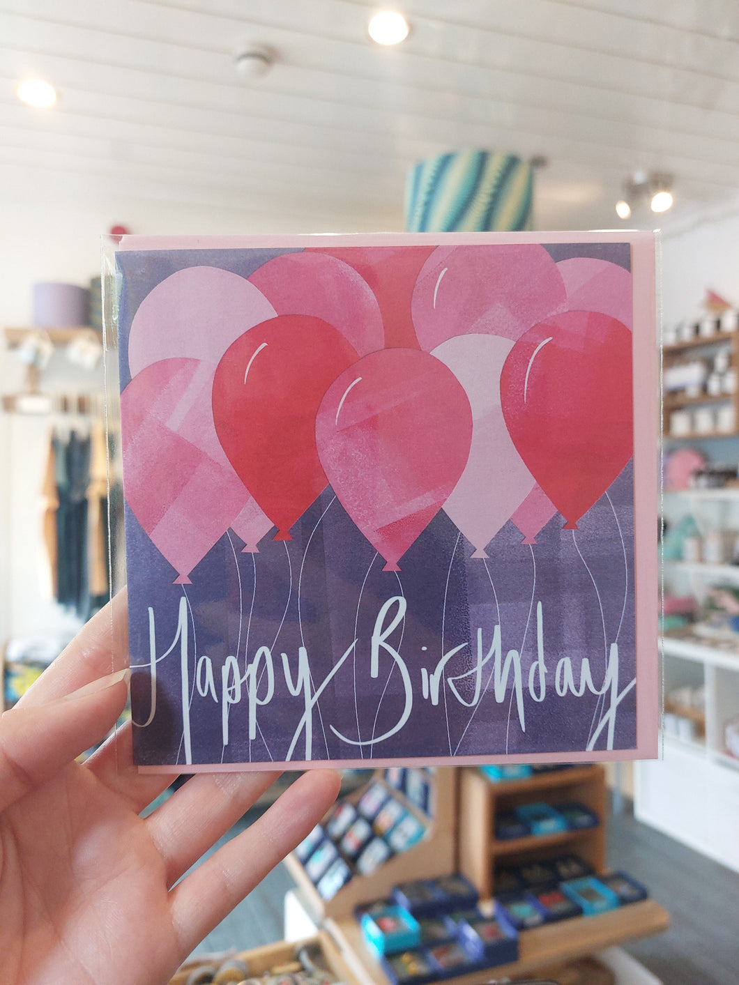 Happy birthday pink balloons card
