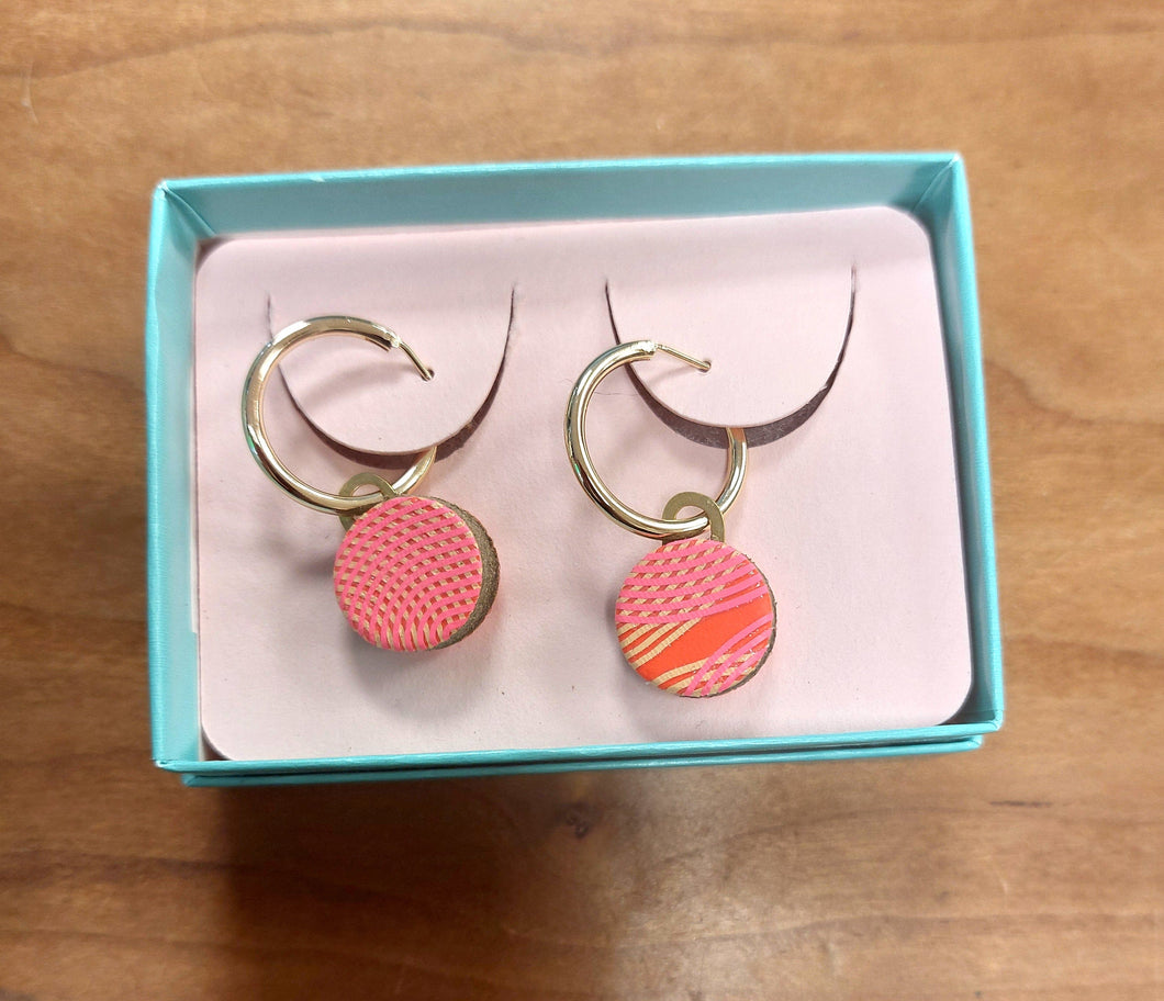 Abstract pink Circle Hoop Charms