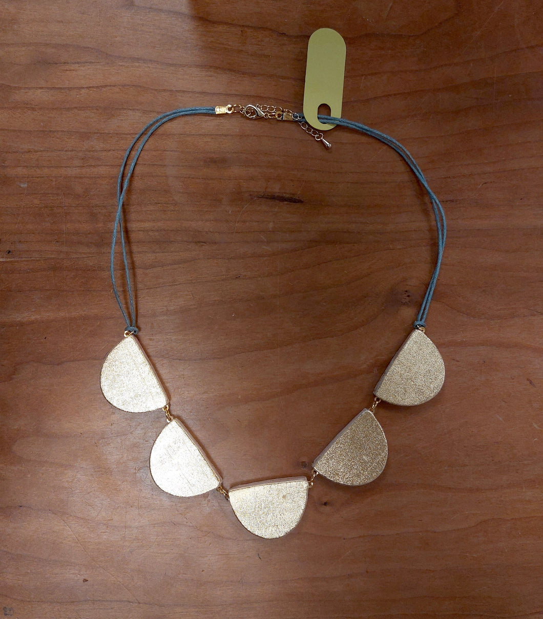 Five Semi Circle Necklace - gold and grey
