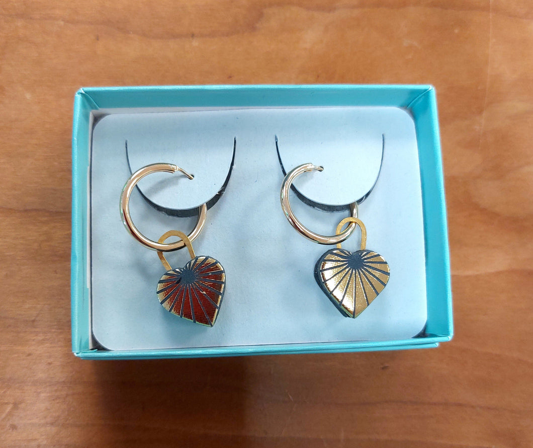 Blue and Gold Heart Hoop Charms