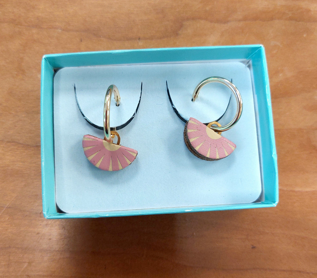 Pink and Cream Fan Hoop Charms