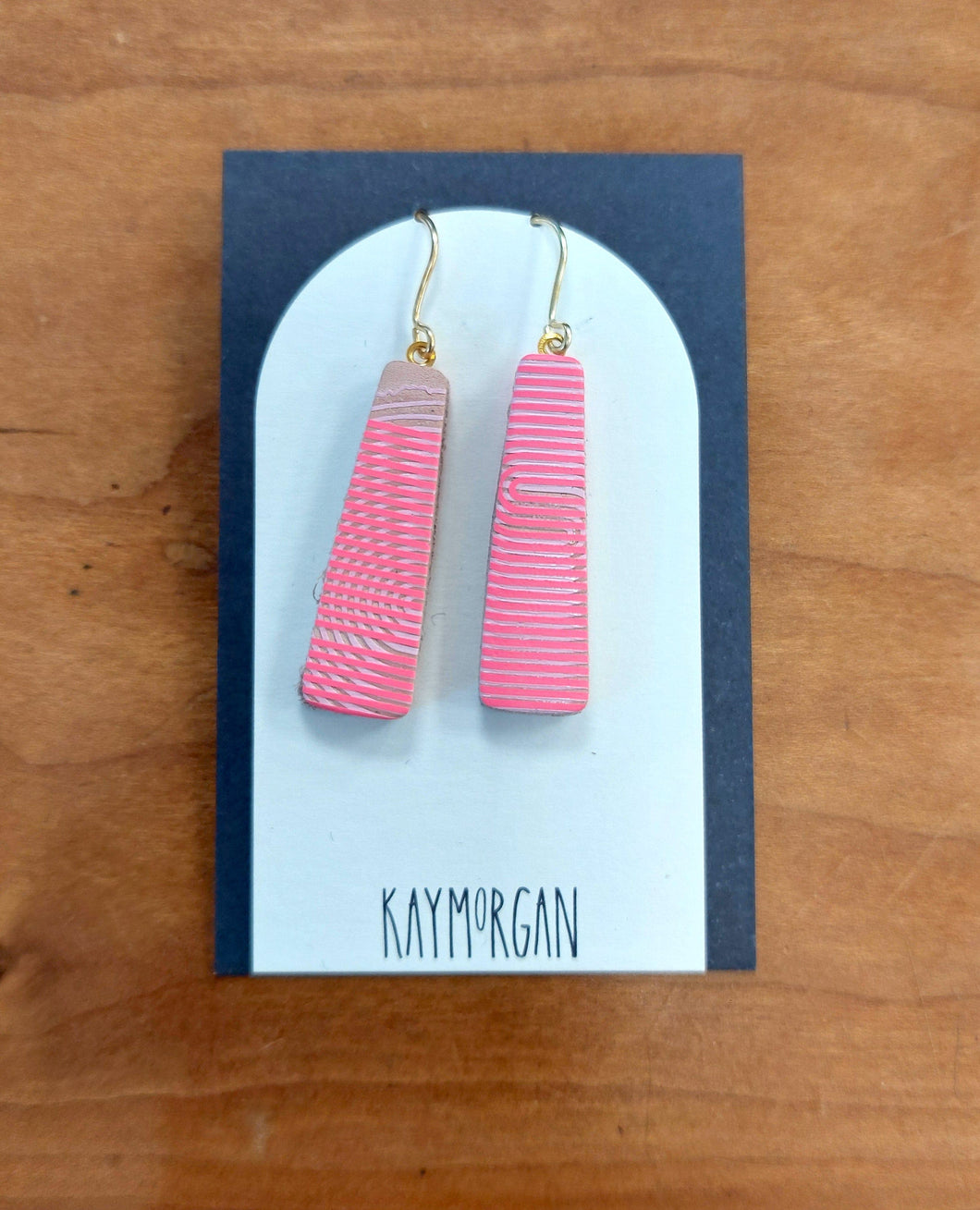 Taper Drop Earrings- Abstract Pink