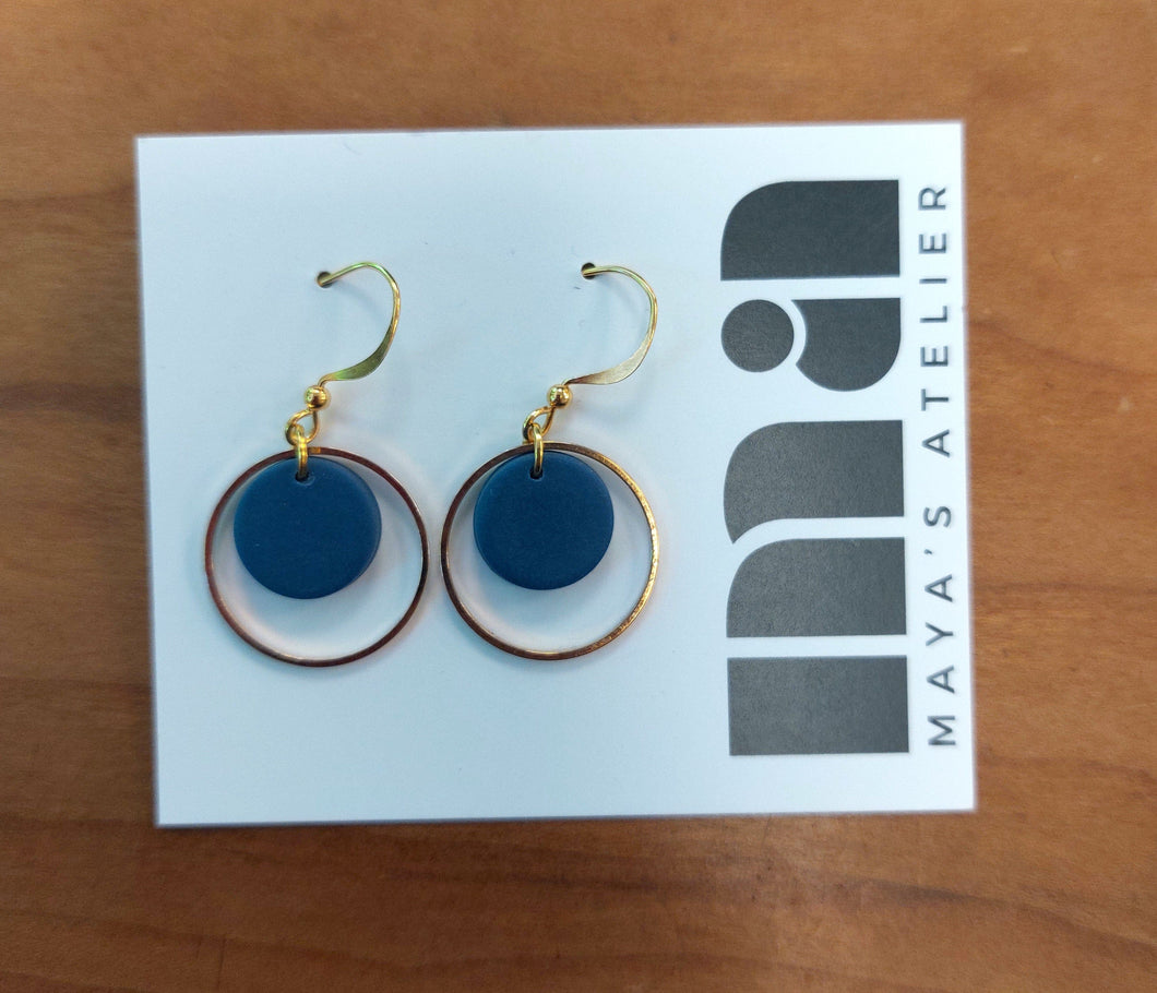 Suzie - Navy Blue Earrings (gold)