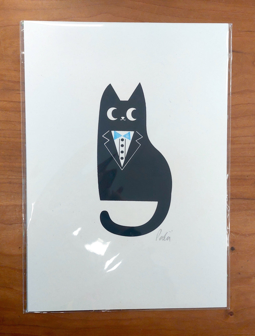 Tuxedo cat a4 screen print