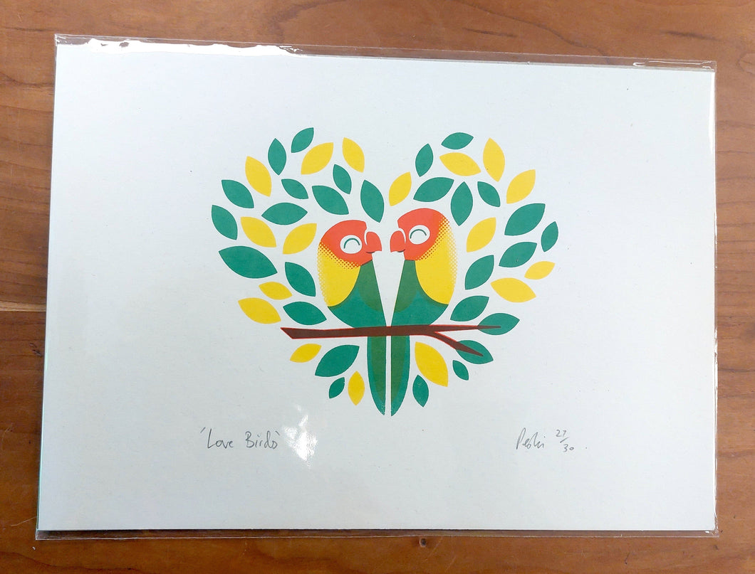 Lovebirds a4 screen print