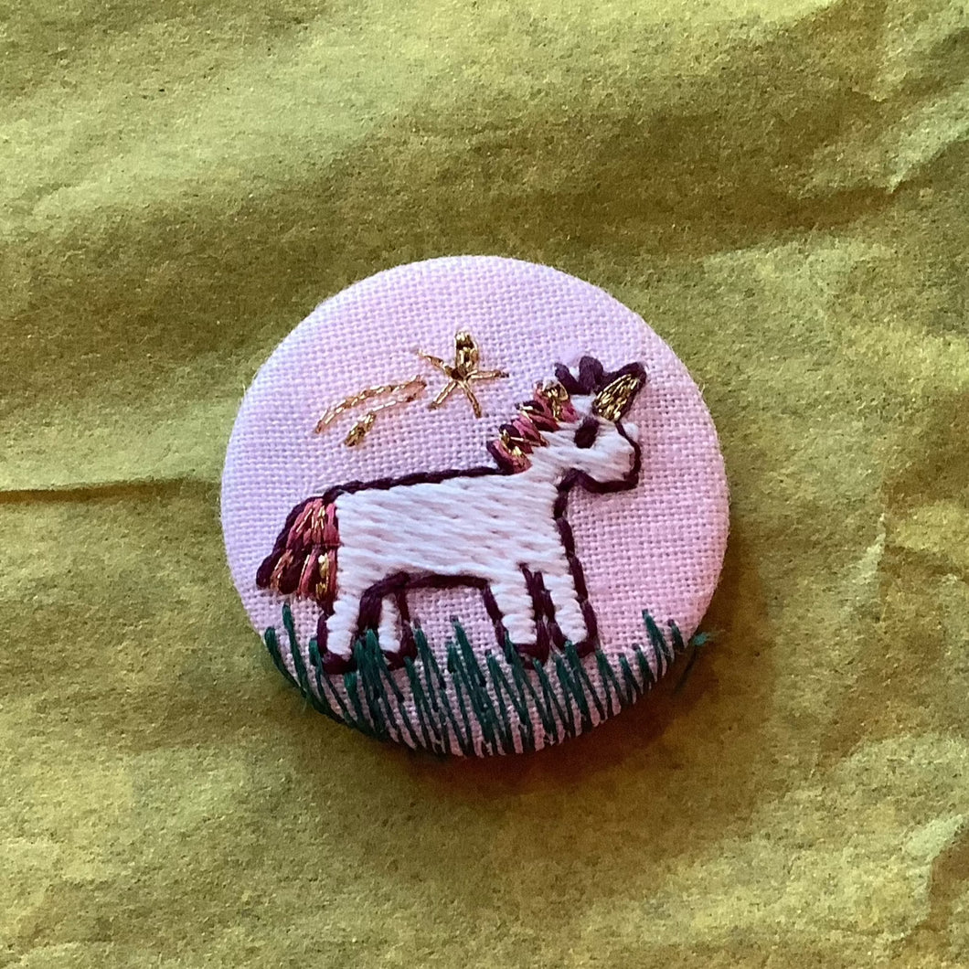 Unicorn embroidered pin badge