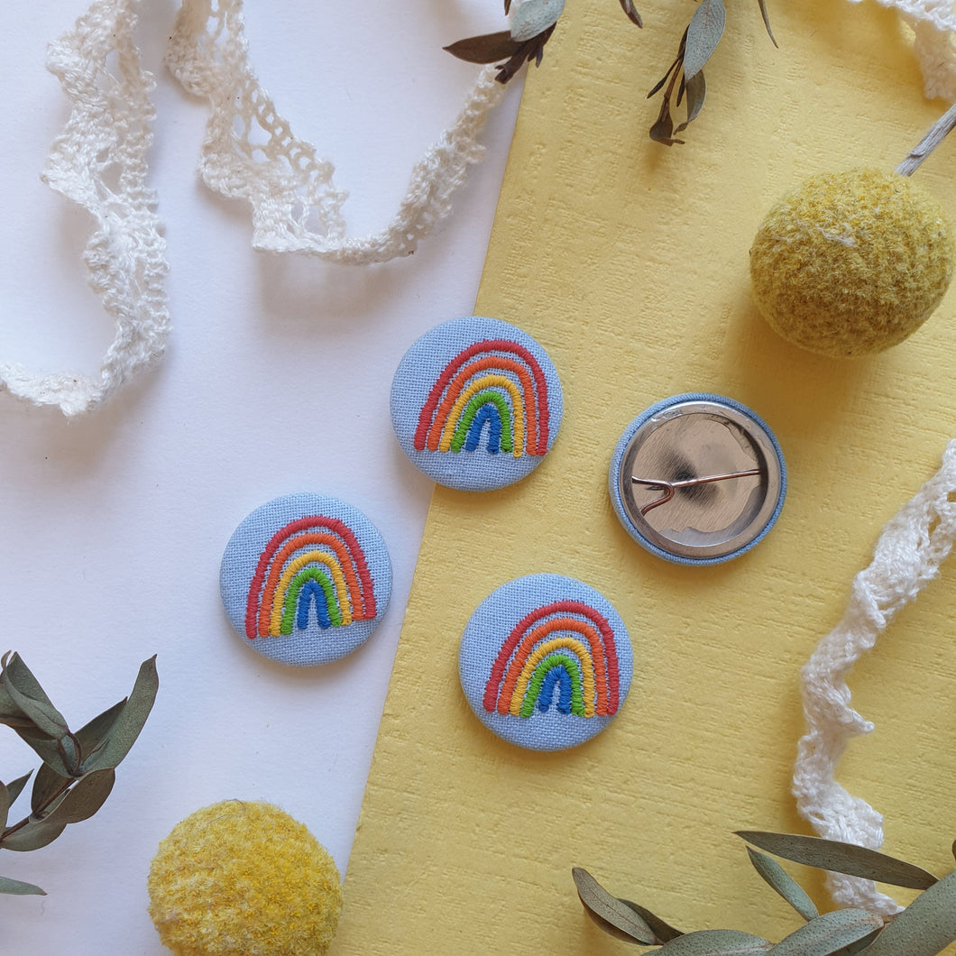 Rainbow embroidered pin badge