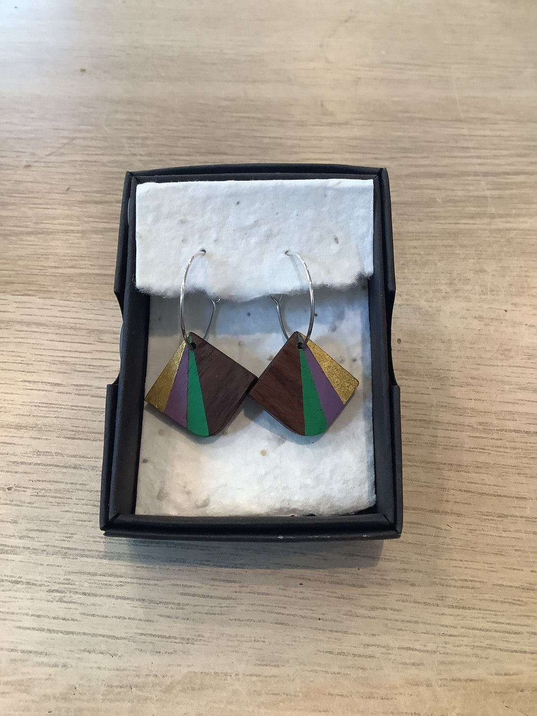 Fan Brass Hoops - Purple, Green & Gold