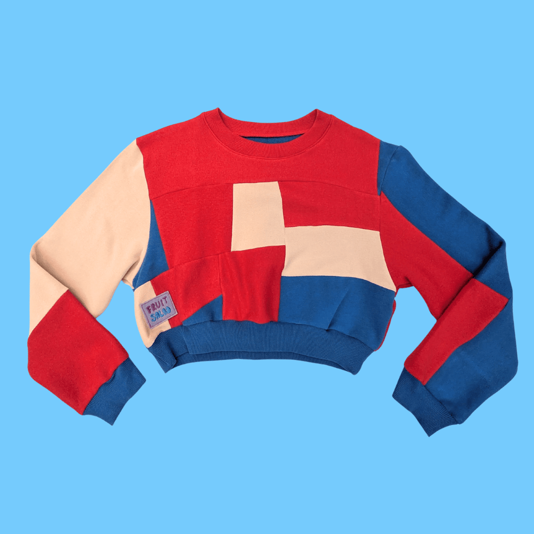 Pink Red Blue Sustainable Crop Sweatshirt