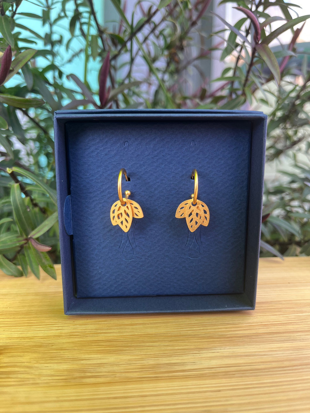Rustling Leaves 24K Gold Hoop Earrings