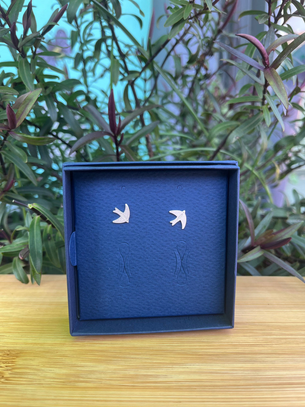 Swallows Silver Stud Earrings