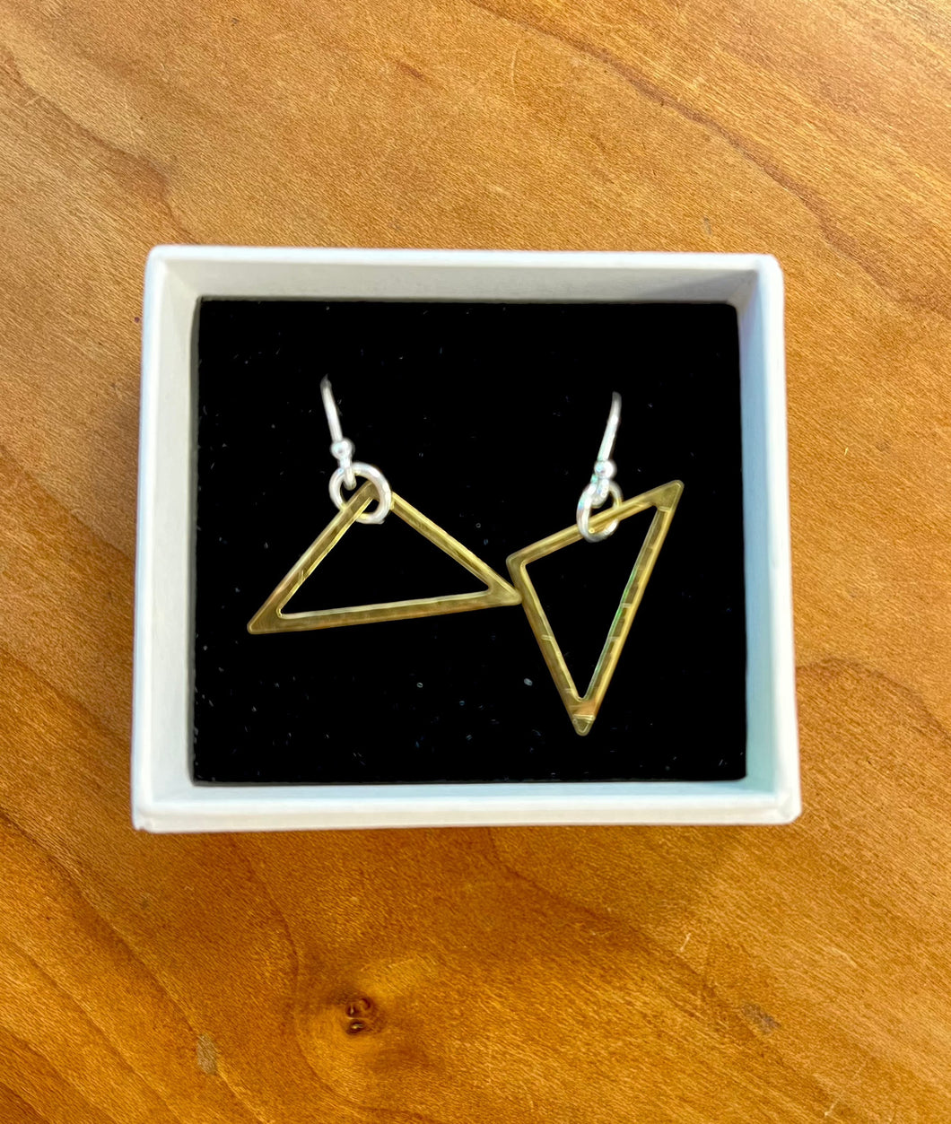 Irregular Brass Triangle Earrings