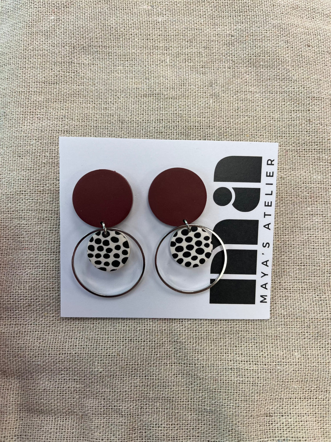 Angela: Burgundy & Polka dots - Silver
