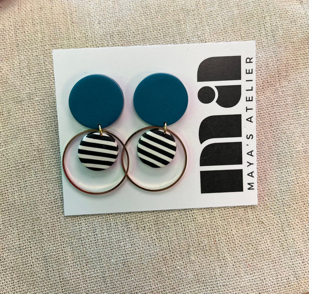 Angela: Teal & Stripes - Gold