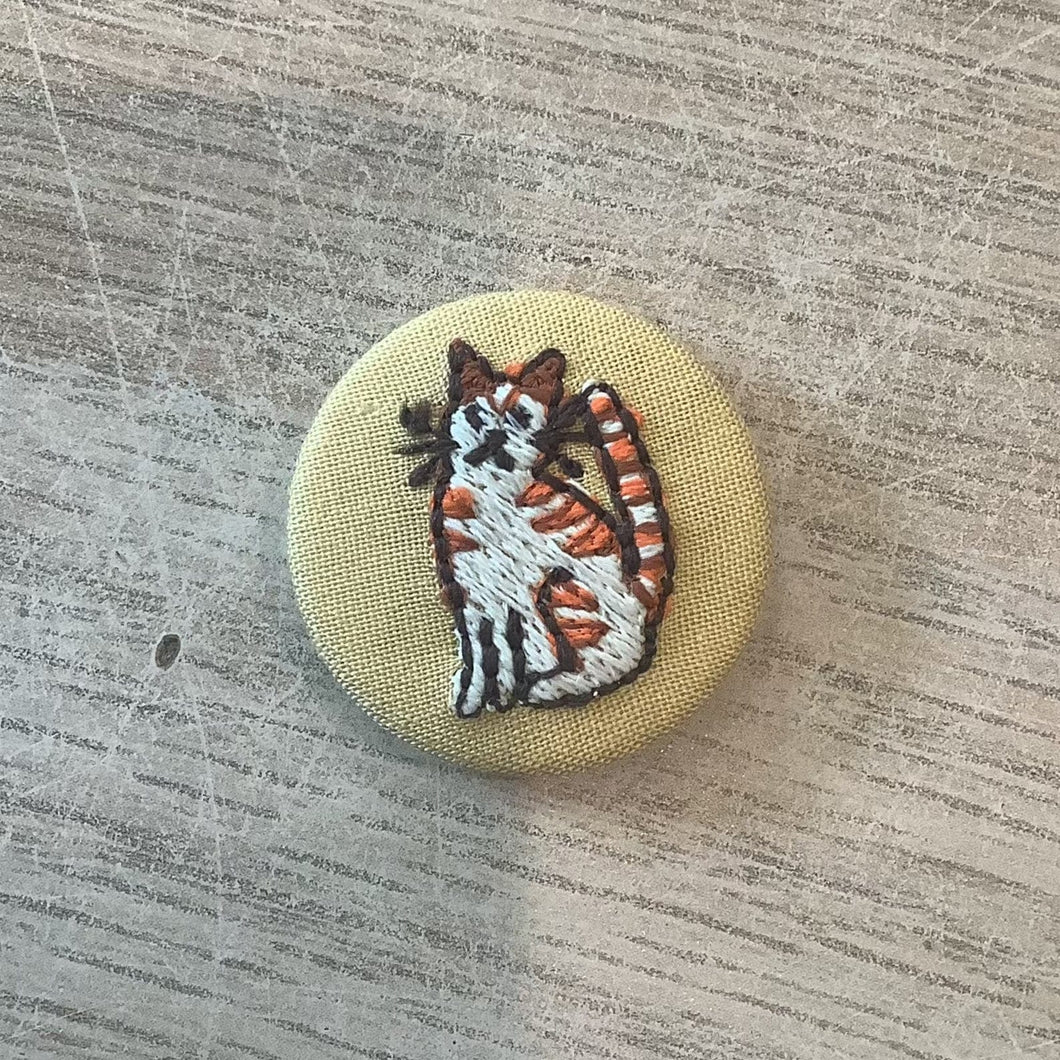 Cat embroidered pin badge