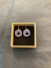 Load image into Gallery viewer, Soft Square Earrings Blue &amp; Grey w/ Hole
