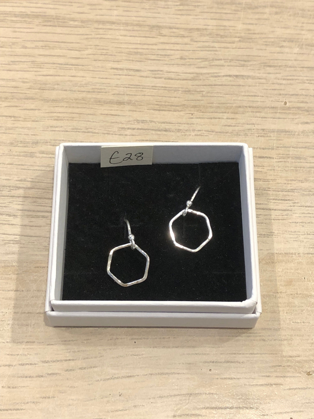 Mini Silver Hexagon Earrings