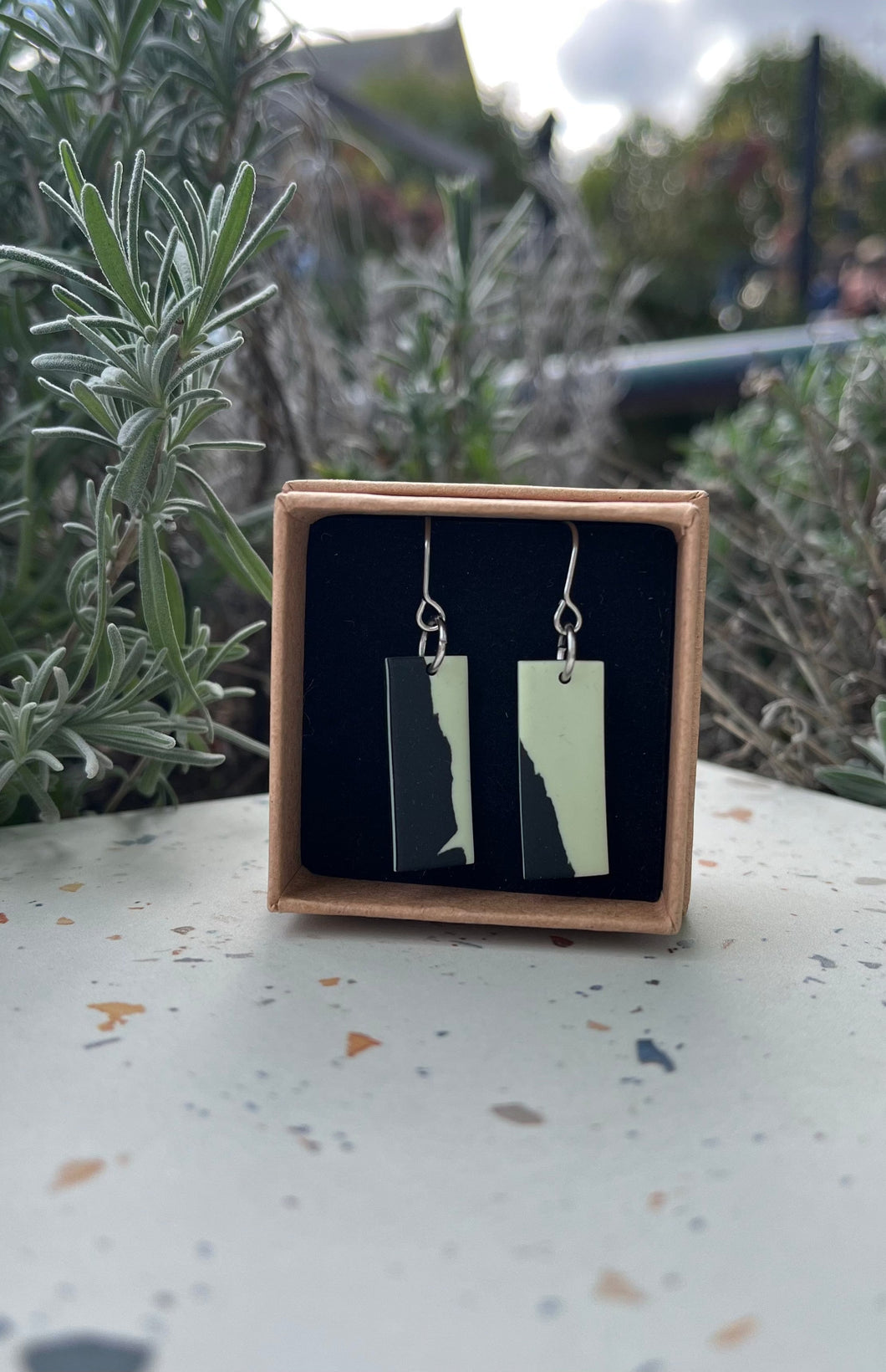 Rectangle Earrings- Lime/ Black