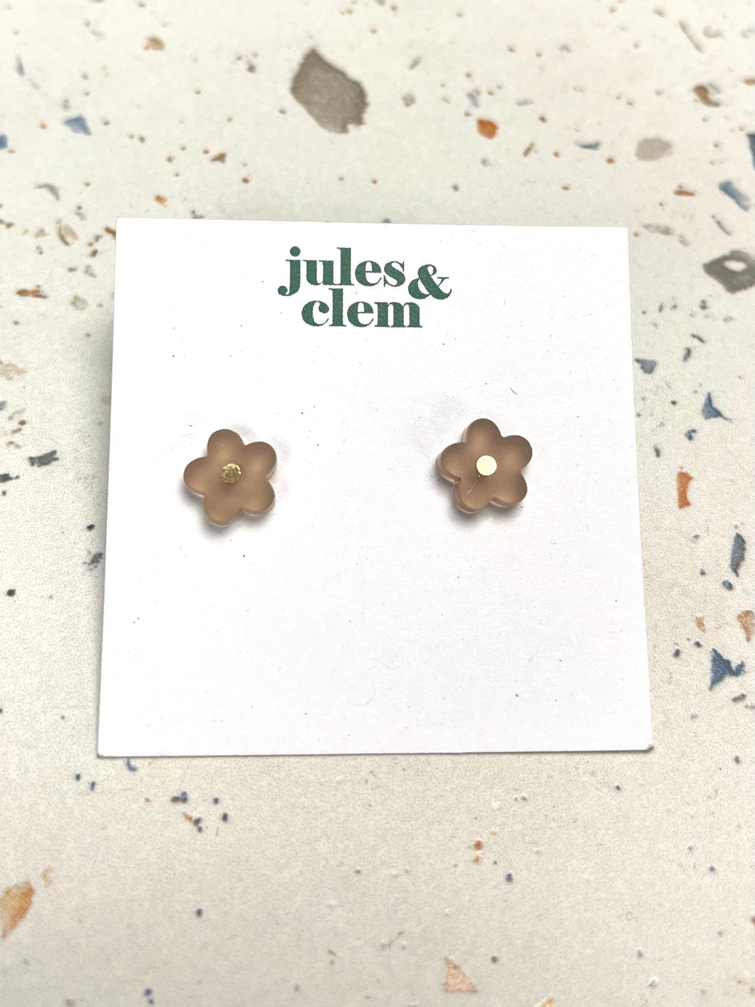 Mini Flower Stud Earrings - Nude
