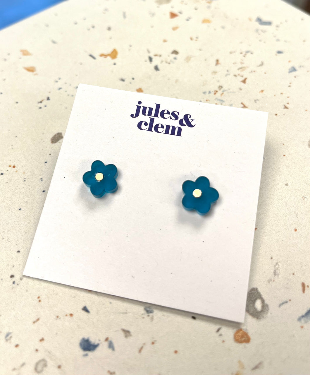 Mini Flower Stud Earrings - Turquioise