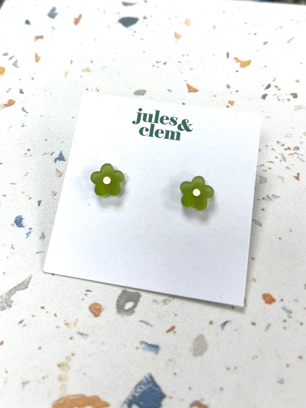 Mini Flower Stud Earrings- Light Green