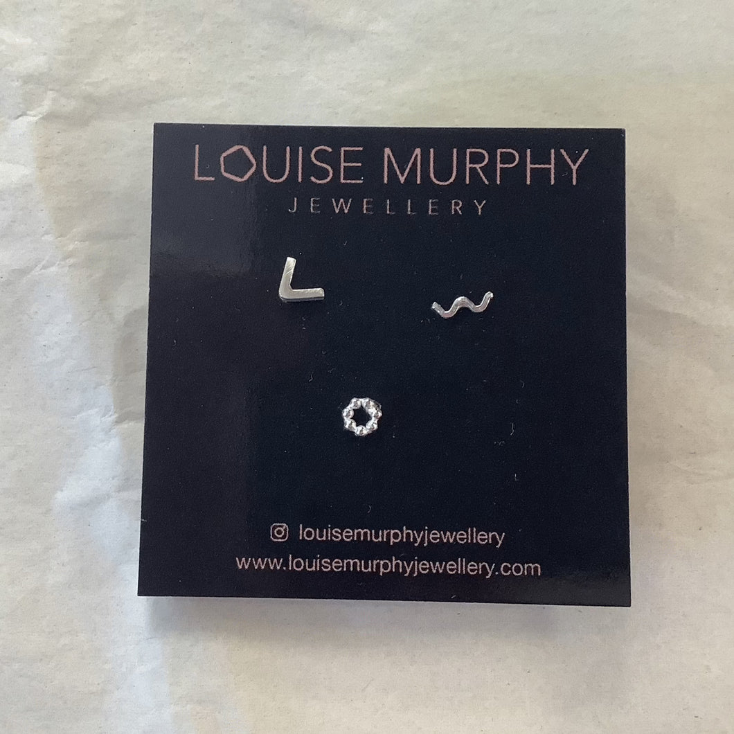 Mix Stud Earrings - Chevron, wave & dotty circle