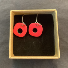 Load image into Gallery viewer, Soft Square Earrings Green &amp; Red w/ Hole

