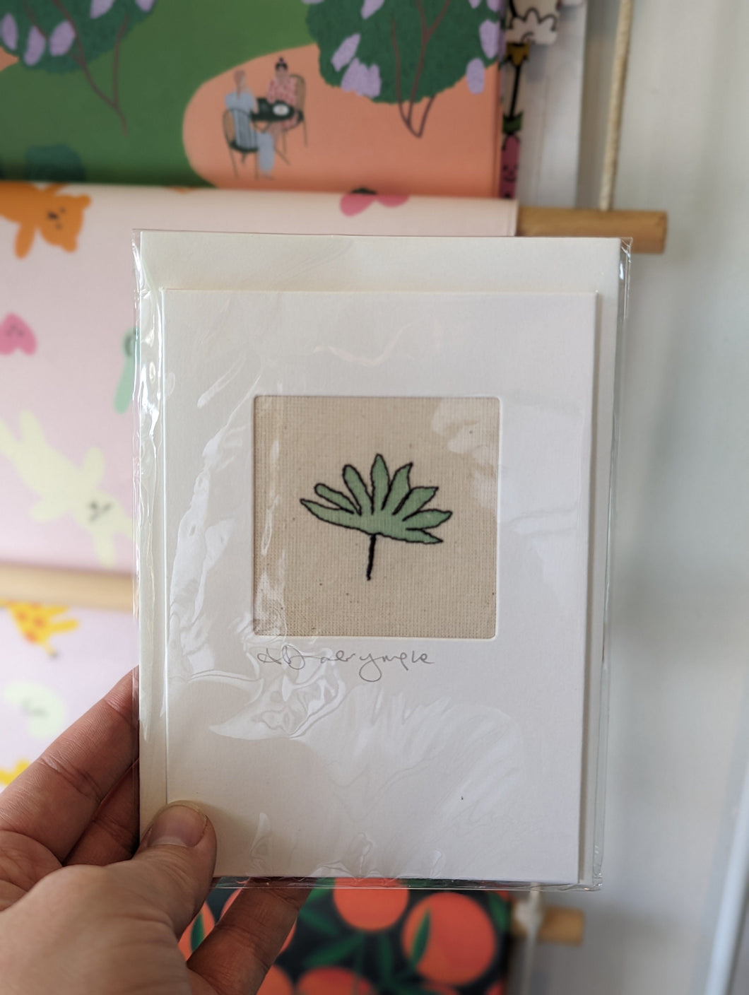 Embroidered Card - Palm Leaf